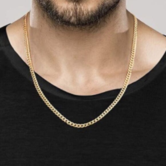 Men’s 18k Gold over 925 Cuban Chain Necklace 20” - Picture 2 of 9